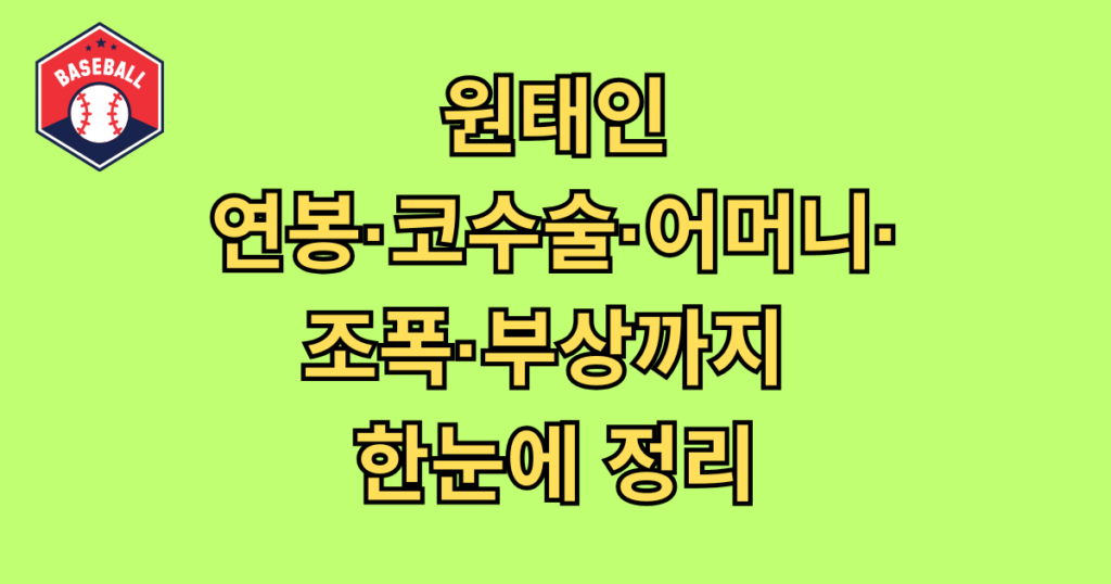 원태인 연봉·코수술·어머니·조폭·부상까지 한눈에 정리